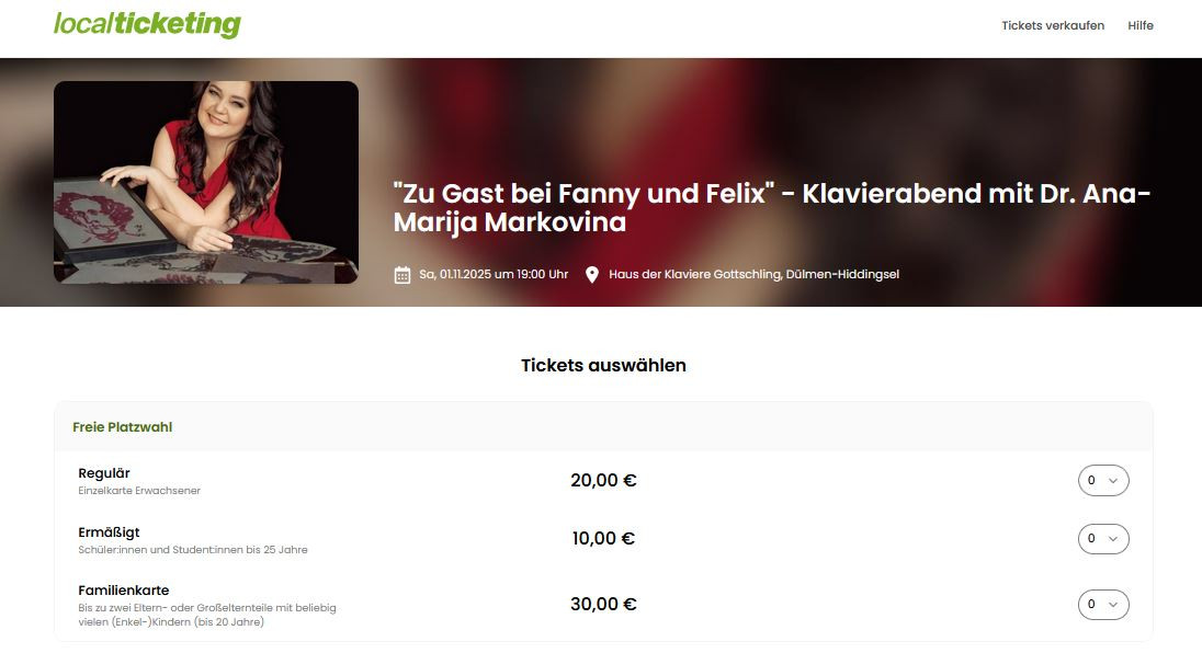 Screenshot von der Seite LocalTicketing